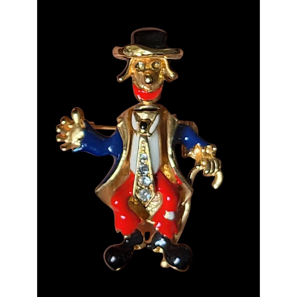 Rare Corocraft 2 Face Swivel Head Happy Sad Articulated Circus Clown Brooch